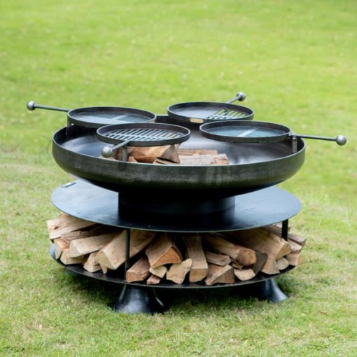 Ring of Logs 120 with 4 Swing Arm BBQ Racks in Garden - Lifestyle - Firepits UK - LoRes600x600 276