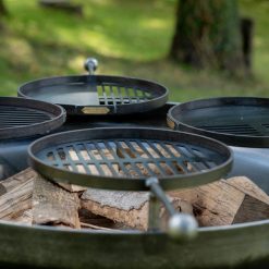 Ring of Logs 120 with close up of 4 Swing Arm BBQ Racks - Lifestyle - Firepits UK - LoRes600x600 270