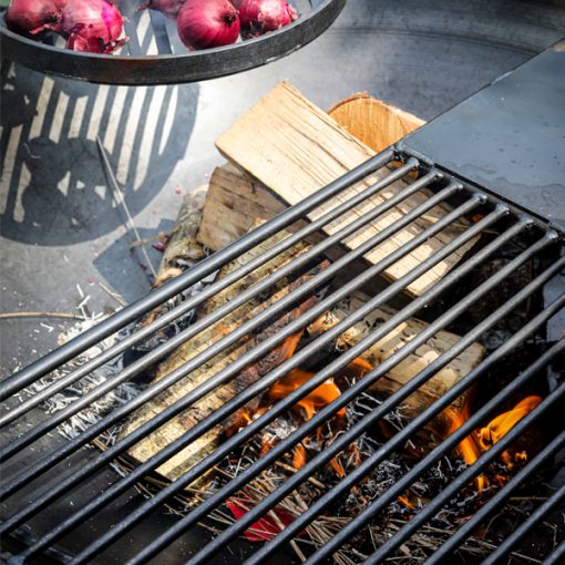 Half Plate and Bar Rack on Firepit - James Strawbridge - Firepits UK- LoRes600x600