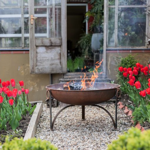 Plain Jane Fire Pit Lifestyle Rusted at Greenhouse - Firepits UK - WEB - Lo Res