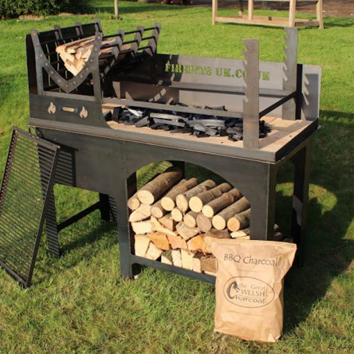 Asado BBQ with Log Store Lifestyle - Firepits UK - BBQ - Lo Res