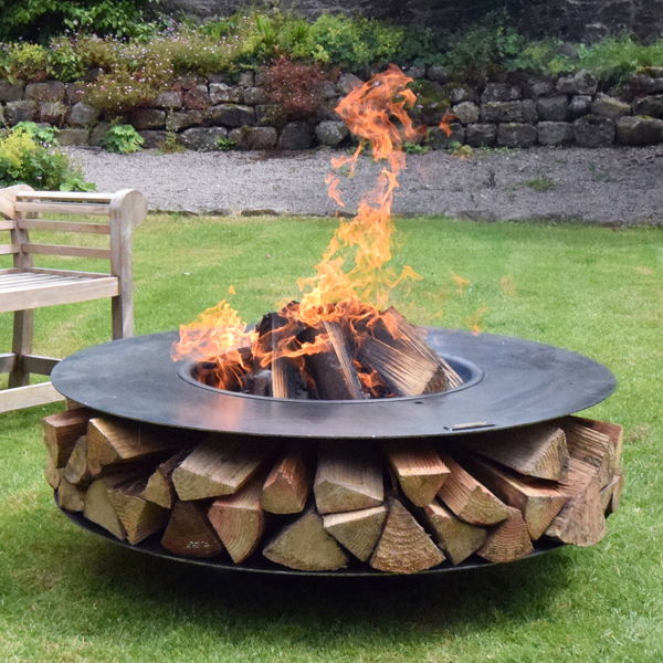 Logs 120 With Swing Arm Bbq Rack, 44 Fire Pit Ring