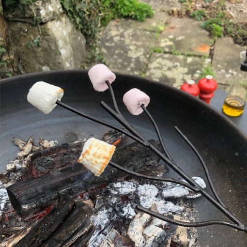 Marshmallow Fork for Fire Pit with Marshmallows over Lit Fire Pit Lifestyle - Firepits UK - WEB - Lo Res