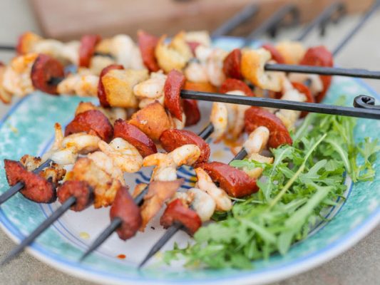 Prawn and Chorizo Kebabs Fire Pit Lifestyle - Firepits UK - WEB - Lo Res