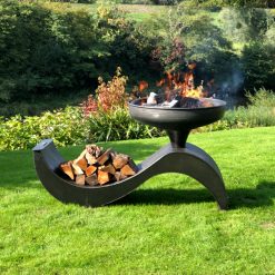The Wave 70 Fire Pit Lit with Logs Lifestyle - FirepitsUK - WEB - Lo Res