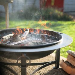 Saturn Fire Pit - Lifestyle lit close up with logs - Firepits UK - WEB - Lo Res