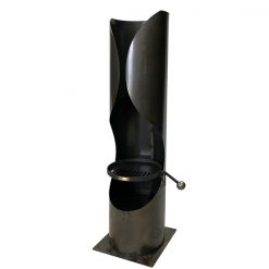 Curve Chiminea with Swing Arm BBQ Rack - CUT OUT - Side View - Firepits UK - WEB - Lo Res