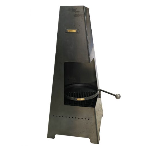 Piazza Chiminea with Swing Arm BBQ Rack - CUT OUT - Side View - Firepits UK - WEB - Lo Res
