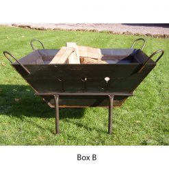 Box B Fire Pit - Lifestyle with logs - Firepits UK - WEB 600x600 - Lo Res