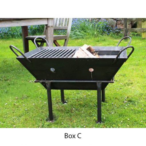 Box C Fire Pit - Lifestyle with logs - Firepits UK - WEB 600x600 - Lo Res
