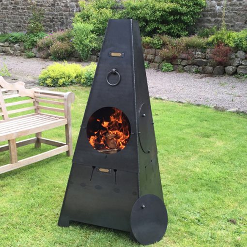 Chiminea 2 in 1 Fire Pit Lit as Chiminea Lifestyle - Firepits UK - WEB - Lo Res 60x600