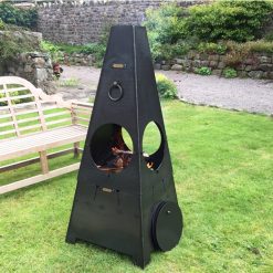 Chiminea 2 in 1 Fire Pit Lit as Chiminea with 3 Port Holes Lifestyle - Firepits UK - WEB - Lo Res 600x600