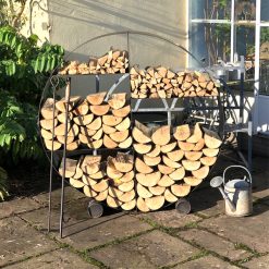 Circular Log Store - Fire Pit - Lifestyle with logs - Firepits UK - WEB 600x600 - Lo Res
