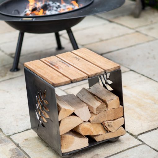 Combination of Log Store Seats on Patio - Lifestyle - Firepits UK - 600x600 132