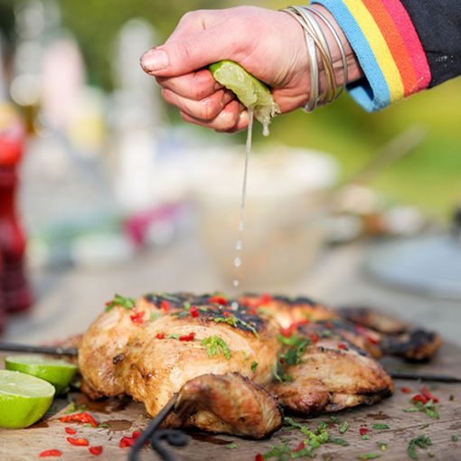 Foolproof by Genevieve Taylor - Lifestyle Spatchcock Chicken with Lime and Chilli - Firepits UK - WEB 600x600 - Lo Res
