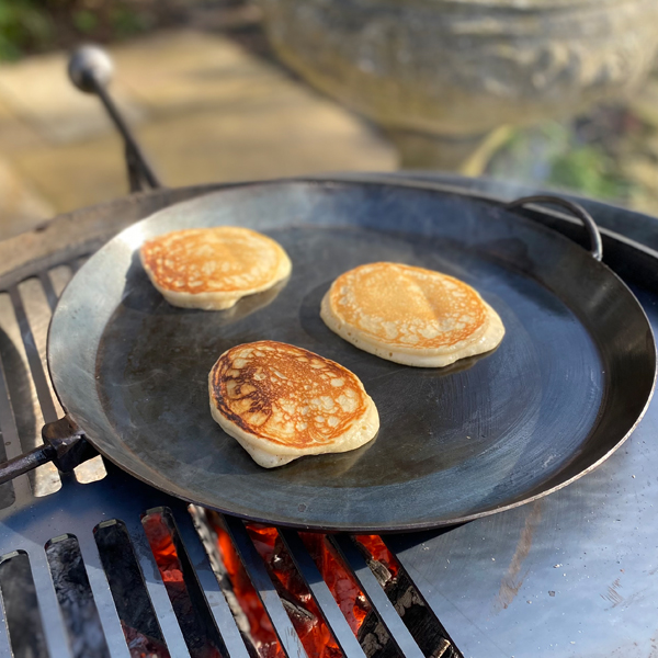 Granny's Pancakes cooked in Long Handled Pan on Plain Jane Firepit - Lifestyle - FirepitsUK - LoRes