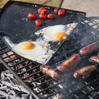 Hot Plate Collection - on Half Moon Mesh BBQ Rack breakfast - Lifestyle - VPit Fire Pit - Firepits UK - Lo Res