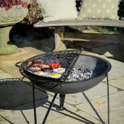 Hot Plate Collection - on Half Moon Mesh BBQ Rack on VPit Fire Pit - Lifestyle - Firepits UK - Lo Res