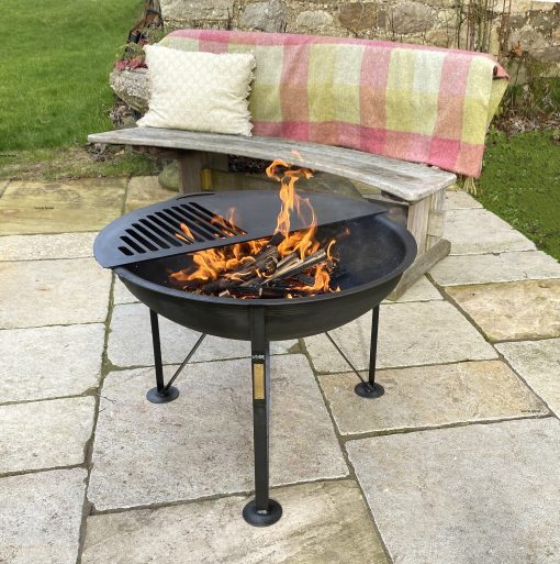 V60 Fire Pit - Half Moon BBQ Plate and Bar - Lifestyle - Firepits UK - High Res