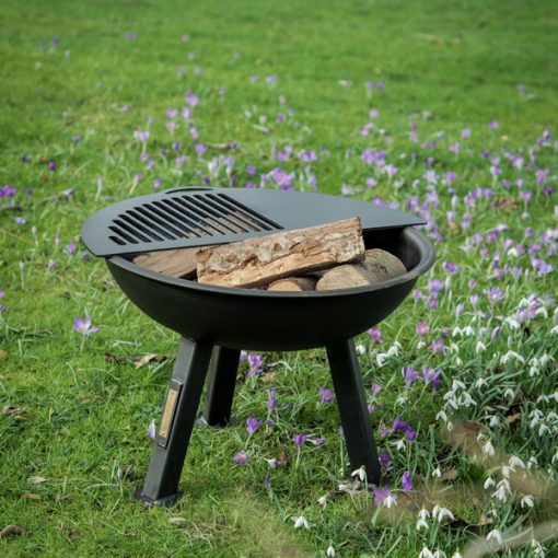 TriPit Fire Pit in Garden BBQ Plate Lifestyle - Firepits UK - LoRes 1