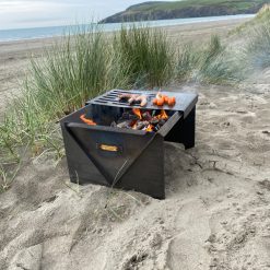 Flat Pack Fire Pit - Lifestyle on beach cooking - Firepits UK - WEB 600x600 - Lo Res