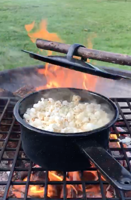 Cooking on our metal outdoor firepit