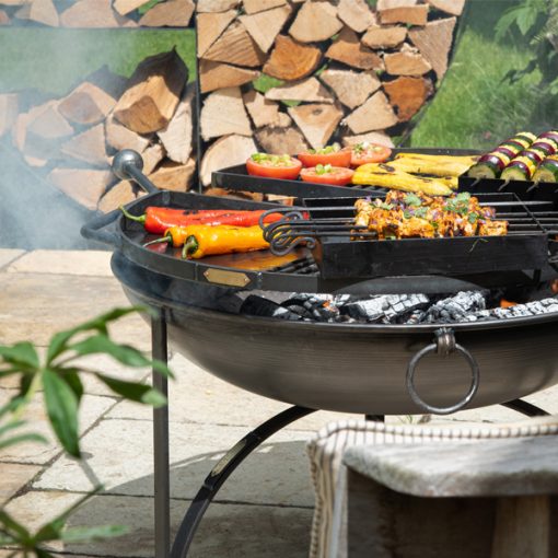 BBQ King 80 - Fire Pit - Lifestyle with kebab racks - Firepits UK - WEB 600x600 - Lo Res