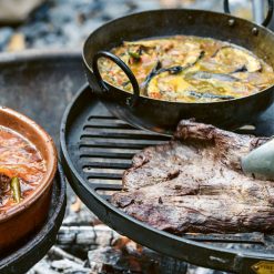 Lamb and Beef Curry on Swing Arm in Cooking Bowl from Genevieve Taylor's Seared - Firepits UK - LoRes 600x600 1