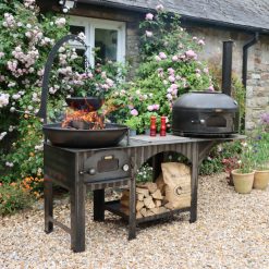 Complete Outdoor Kitchen with Dome Oven - Lifestyle lit 1 - Firepits UK - WEB 600x600 - Lo Res