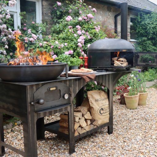Complete Outdoor Kitchen with Dome Oven - Lifestyle lit 2 - Firepits UK - WEB 600x600 - Lo Res