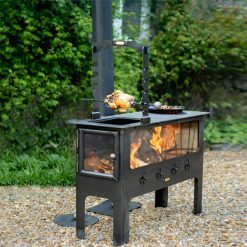 Large Outdoor Wood Burner BBQ - Lifestyle lit 1 - Firepits UK - WEB 600x600 - Lo Res