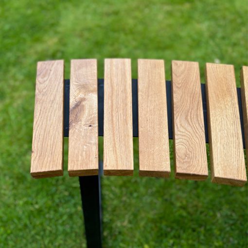 Oak Topped Bench with Steel Base