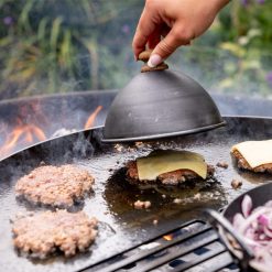 Burger Cloche over Burgers with Cheese on SWA - Firepits UK - Lifestyle - LoRes07235600x600
